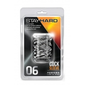 Прозрачная насадка с объёмными чёрточками STAY HARD COCK SLEEVE 06 CLEAR - Blush Novelties - в Севастополе купить с доставкой