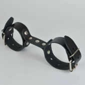 Черные кожаные наручники-фиксатор - Sitabella - купить с доставкой в Севастополе