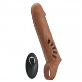 Коричневая вибронасадка с подхватом мошонки и пультом ДУ - Baile - в Севастополе купить с доставкой