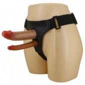 Темно-бежевый фаллопротез для двойного проникновения - 17,5 см. - Baile - купить с доставкой в Севастополе