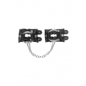 Черные кожаные наручники-браслеты из двух ремешков - Pecado - купить с доставкой в Севастополе