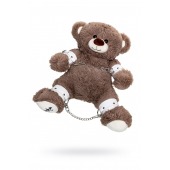 Бондажный набор: бурый мишка с белыми оковами и наручниками - Pecado - купить с доставкой в Севастополе