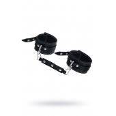 Черные двухслойные кожаные оковы с белой строчкой - Pecado - купить с доставкой в Севастополе