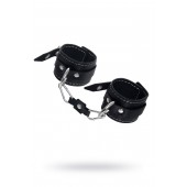 Черные двухслойные наручники с белой строчкой - Pecado - купить с доставкой в Севастополе