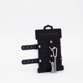 Черные кожаные оковы с хромированной фурнитурой - Crazy Handmade - купить с доставкой в Севастополе