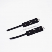 Черные кожаные оковы с хромированной фурнитурой - Crazy Handmade - купить с доставкой в Севастополе