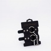 Черные кожаные оковы с кольцом - Crazy Handmade - купить с доставкой в Севастополе