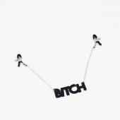 Зажимы на соски с кожаной подвеской Bitch - Crazy Handmade - купить с доставкой в Севастополе