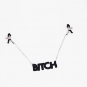 Зажимы на соски с кожаной подвеской Bitch - Crazy Handmade - купить с доставкой в Севастополе