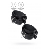 Черные кожаные оковы с двумя перекрёстными ремешками - Pecado - купить с доставкой в Севастополе