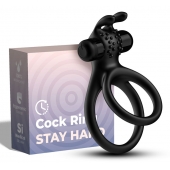Черное эрекционное виброкольцо с подхватом мошонки Stay Hard - Boys of Toys - в Севастополе купить с доставкой