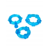 Набор из 3 синих эрекционных колец с различным рельефом - Erowoman-Eroman - в Севастополе купить с доставкой
