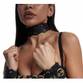 Черный ажурный чокер с золотистой фурнитурой - Crazy Handmade - купить с доставкой в Севастополе