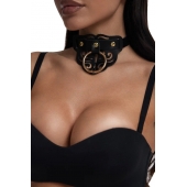 Черный чокер с клепками и золотистой фурнитурой - Crazy Handmade - купить с доставкой в Севастополе