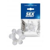 Прозрачное эрекционное кольцо с 6 стимулирующими шариками - Sex Expert - в Севастополе купить с доставкой