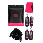 Черно-розовый эротический набор: фиксатор, оковы, наручники, повязка - Erokay - купить с доставкой в Севастополе