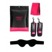 Черно-розовый эротический набор: маска, наручники и повязка - Erokay - купить с доставкой в Севастополе