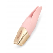 Нежно-розовый мини-вибратор с раздвоенным кончиком - 12,3 см. - Erokay