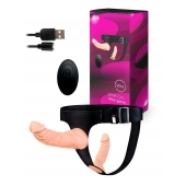 Женский страпон с 2 насадками, вибрацией и пультом ДУ - Erowoman-Eroman - купить с доставкой в Севастополе