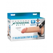 Телесный пустотелый фаллопротез 5’’ Hollow Silicone Strap-On - 14 см. - Pipedream - купить с доставкой в Севастополе