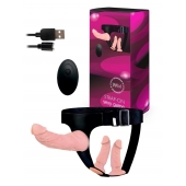 Женский страпон с 3 насадками и вибрацией - Erowoman-Eroman - купить с доставкой в Севастополе