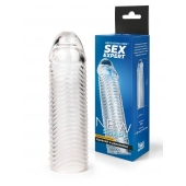 Прозрачная закрытая насадка на пенис с ребрышками - 16 см. - Sex Expert - в Севастополе купить с доставкой