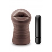 Коричневый мастурбатор-ротик Krystal Vibrating Masturbator - Blush Novelties - в Севастополе купить с доставкой