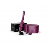 Фиолетовая секс-машина с функцией нагрева, насадками и присоской Sesh - Zalo - купить с доставкой в Севастополе