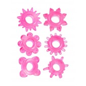 Набор из 6 розовых эрекционных колец с различным рельефом - Erowoman-Eroman - в Севастополе купить с доставкой