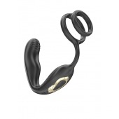 Черная анальная пробка с вращением и эрекционными кольцами - Ibiza - в Севастополе купить с доставкой