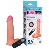 Фаллическая насадка Харнесс UNICOCK 5,5  с вибрацией - 17 см. - LOVETOY (А-Полимер) - купить с доставкой в Севастополе