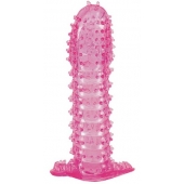 Гелевая розовая насадка с шипами - 12 см. - Toyfa Basic - в Севастополе купить с доставкой