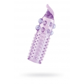 Гелевая фиолетовая насадка с шариками, шипами и усиком - 11 см. - Toyfa Basic - в Севастополе купить с доставкой