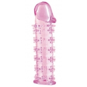 Гелевая розовая насадка на фаллос с шипами - 12 см. - Toyfa Basic - в Севастополе купить с доставкой