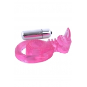 Розовая вибронасадка со стимулятор клитора   Язычок - Toyfa Basic - в Севастополе купить с доставкой