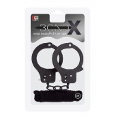 Чёрные наручники из листового металла в комплекте с веревкой BONDX METAL CUFFS LOVE ROPE SET - Dream Toys - купить с доставкой в Севастополе