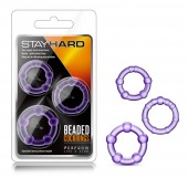 Набор из 3 фиолетовых эрекционных колец Stay Hard Beaded Cockrings - Blush Novelties - в Севастополе купить с доставкой