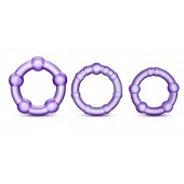 Набор из 3 фиолетовых эрекционных колец Stay Hard Beaded Cockrings - Blush Novelties - в Севастополе купить с доставкой