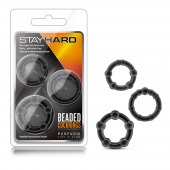 Набор из 3 чёрных эрекционных колец Stay Hard Beaded Cockrings - Blush Novelties - в Севастополе купить с доставкой
