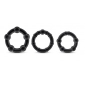 Набор из 3 чёрных эрекционных колец Stay Hard Beaded Cockrings - Blush Novelties - в Севастополе купить с доставкой