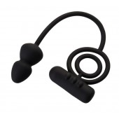 Чёрное эрекционное кольцо с вибропулькой и анальным хвостом - Erotist Adult Toys - в Севастополе купить с доставкой