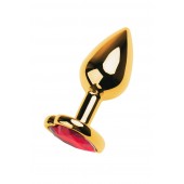 Золотистая анальная пробка с кристаллом-сердцем - 7,5 см. - ToyFa - купить с доставкой в Севастополе