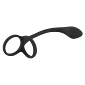 Эрекционное кольцо с утяжкой на мошонку и анальным плаг Black Velvets - Orion - в Севастополе купить с доставкой