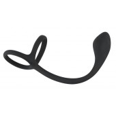 Эрекционное кольцо с утяжкой на мошонку и анальным плаг Black Velvets - Orion - в Севастополе купить с доставкой