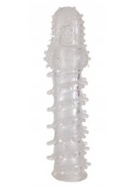 Прозрачная, закрытая насадка с шипами и точками - 13,5 см. - Toyfa Basic - в Севастополе купить с доставкой