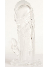 Прозрачная гелевая насадка с клиторальным отростком - 13 см. - Toyfa Basic - в Севастополе купить с доставкой