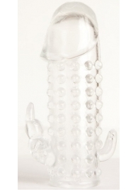 Гелевая прозрачная насадка с 2 отростками - 13 см. - Toyfa Basic - в Севастополе купить с доставкой