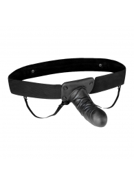 Чёрный полый страпон с вибрацией Unisex Vibrating Hollow Strap-On - 14 см. - Lux Fetish - купить с доставкой в Севастополе