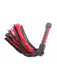 Черно-красная клеть с плетеной ручкой с ромбовидным узором - 45 см. - БДСМ Арсенал - купить с доставкой в Севастополе