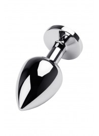 Серебристая коническая анальная пробка с красным кристаллом - 8 см. - ToyFa - купить с доставкой в Севастополе